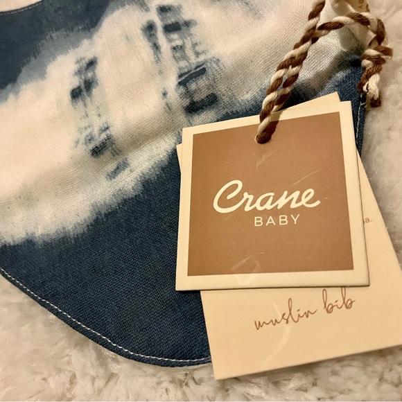 New - Crane Baby Caspian Muslin blue boy bib - Picture 3 of 3